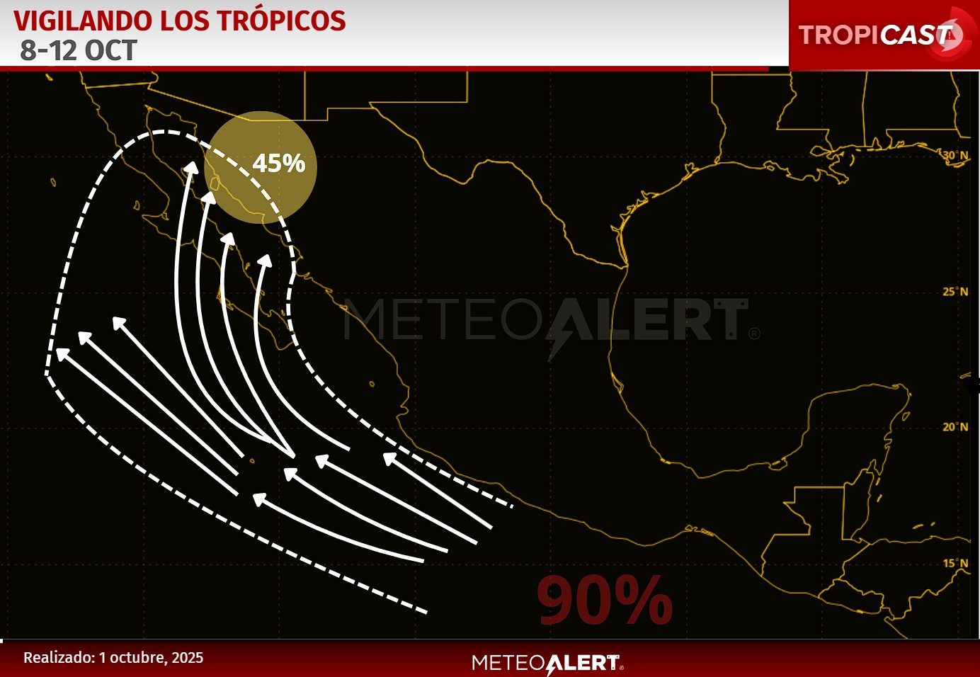 Aumenta a 45 % la probabilidad de ciclón tropical en el Mar de Cortés